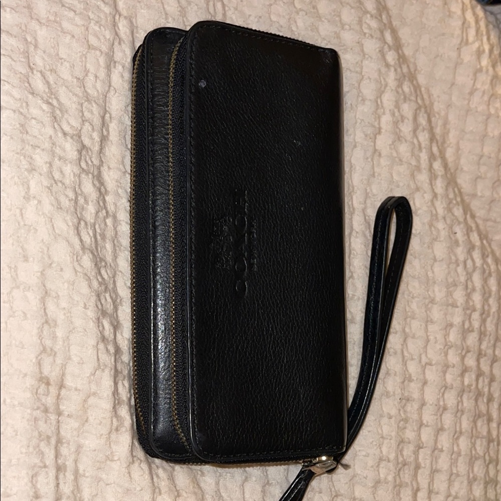 Coach Black Leather Wristlet Wallet